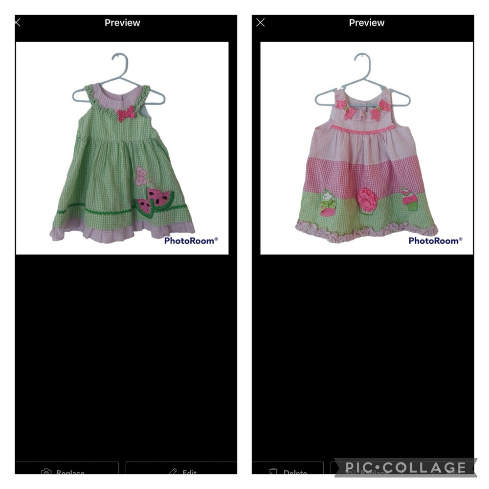 Emily Rose seersucker watermelon and cupcake dress w/ bloomers size 18mths, EUC